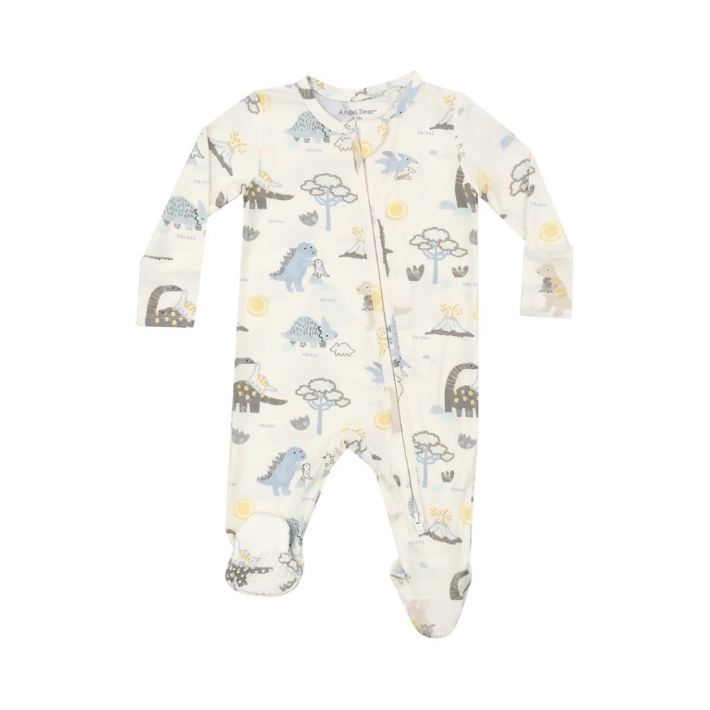 Angel Dear Bamboo 2 Way Zipper Footie Blue Dinosaurs